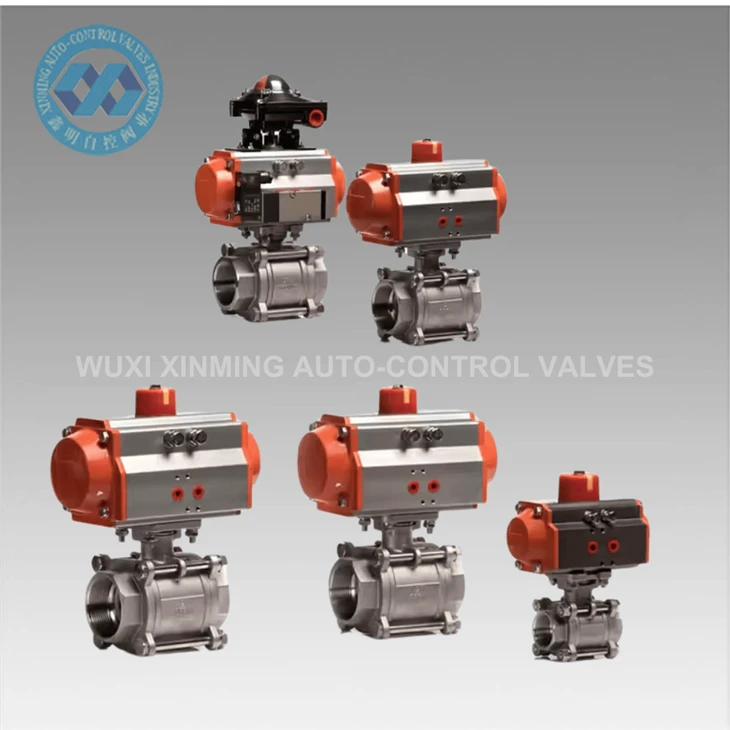 ISO Standard Double Acting Stainless Steel Pneumatic Actuator Ball Valve